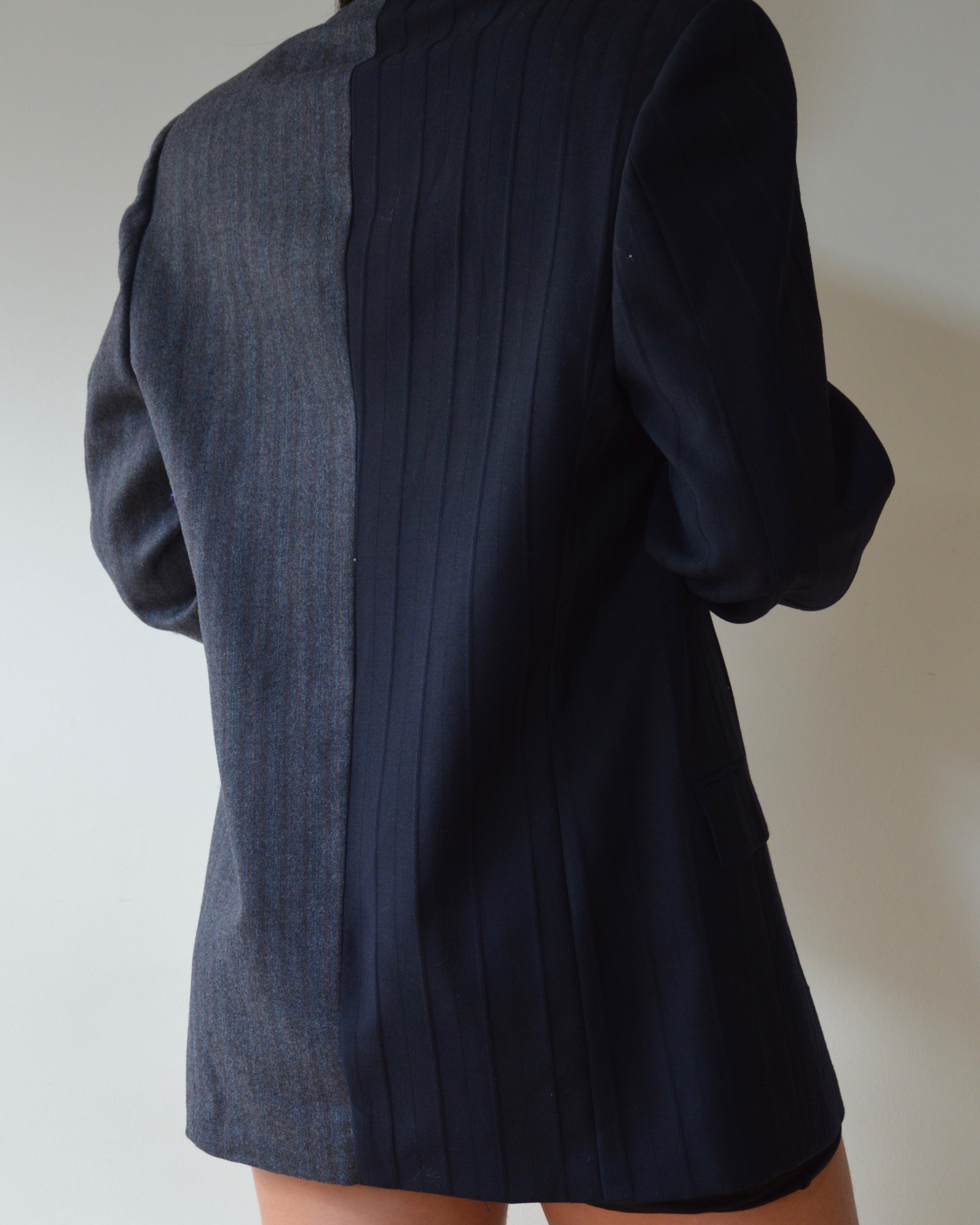 Blazer DUO - cruzado gris sobre azul marino (talla S/L)