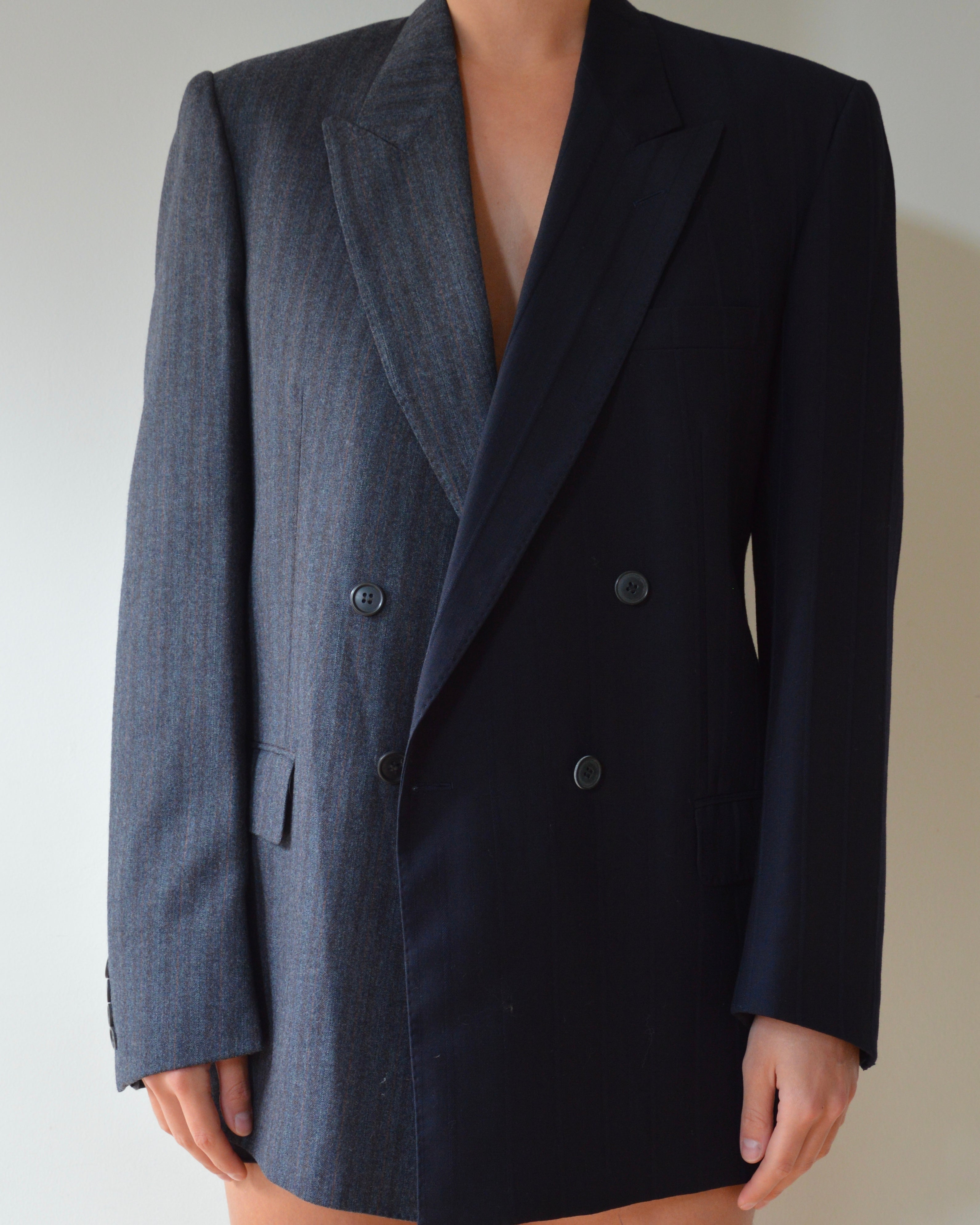 Blazer DUO - cruzado azul marino sobre gris (talla S/L)