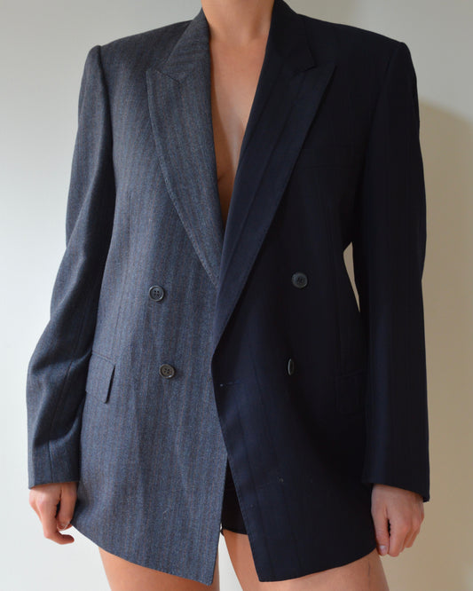 DUO Blazer - double breasted navy on gray (S/L)