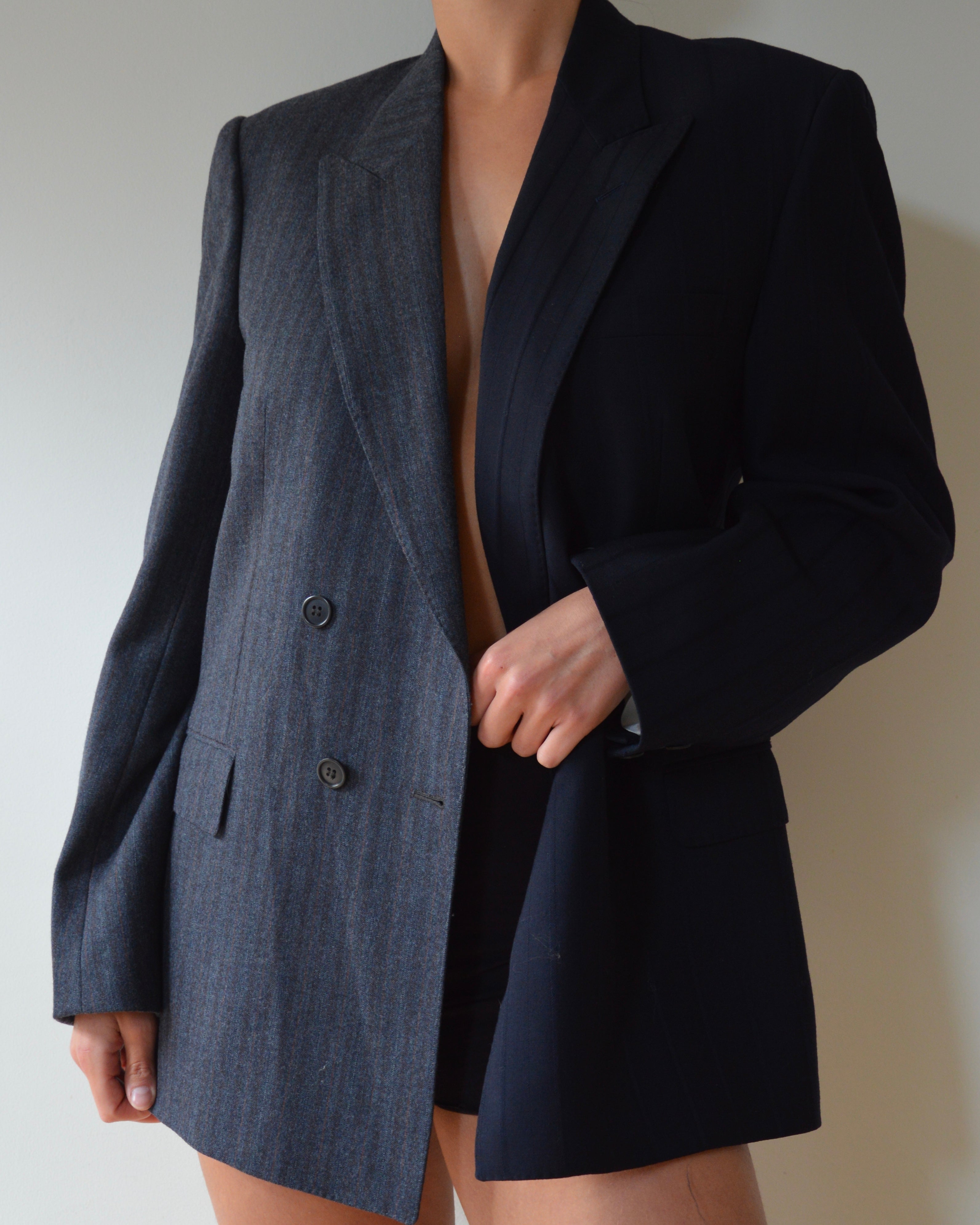 Blazer DUO - cruzado azul marino sobre gris (talla S/L)