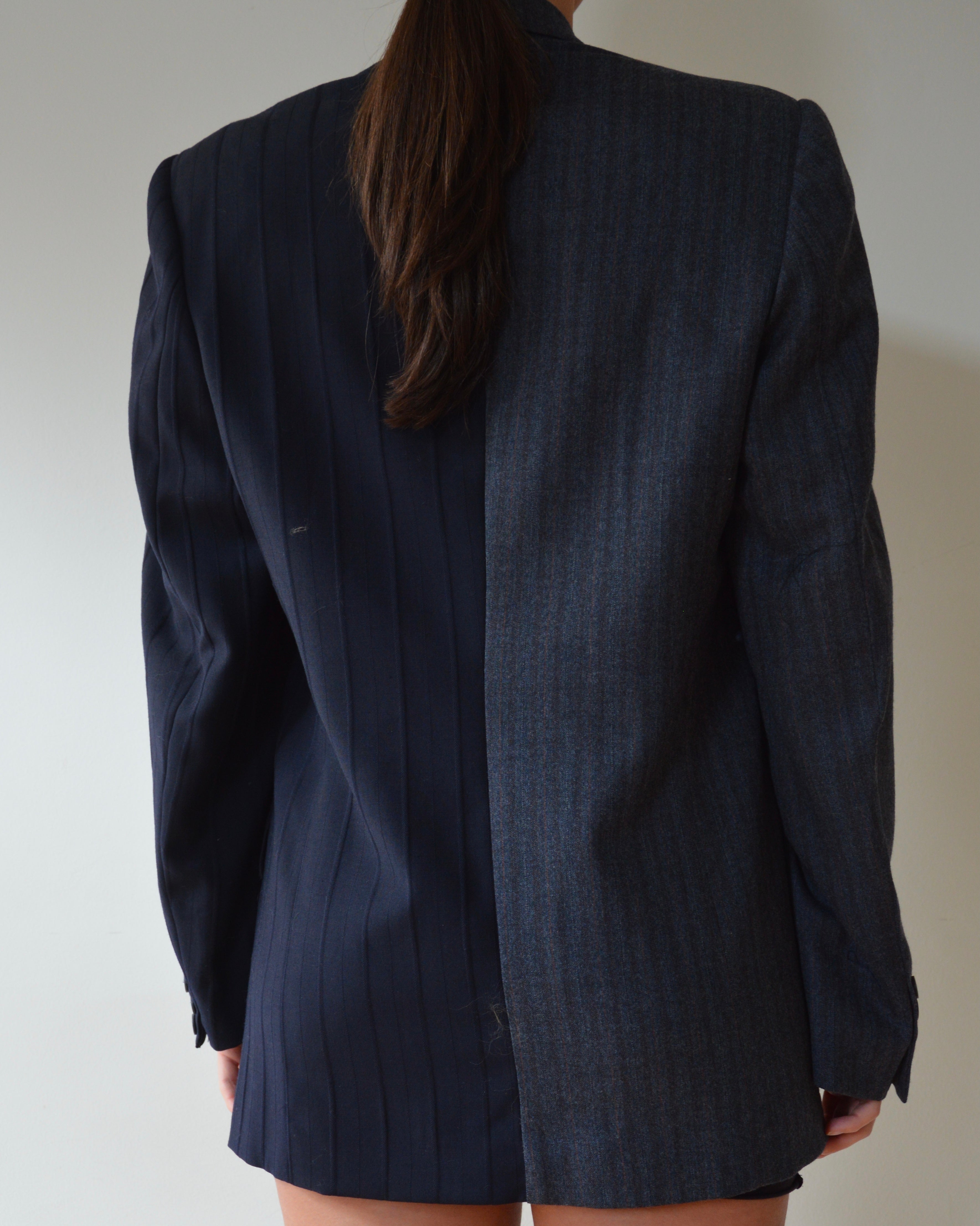 Blazer DUO - cruzado azul marino sobre gris (talla S/L)