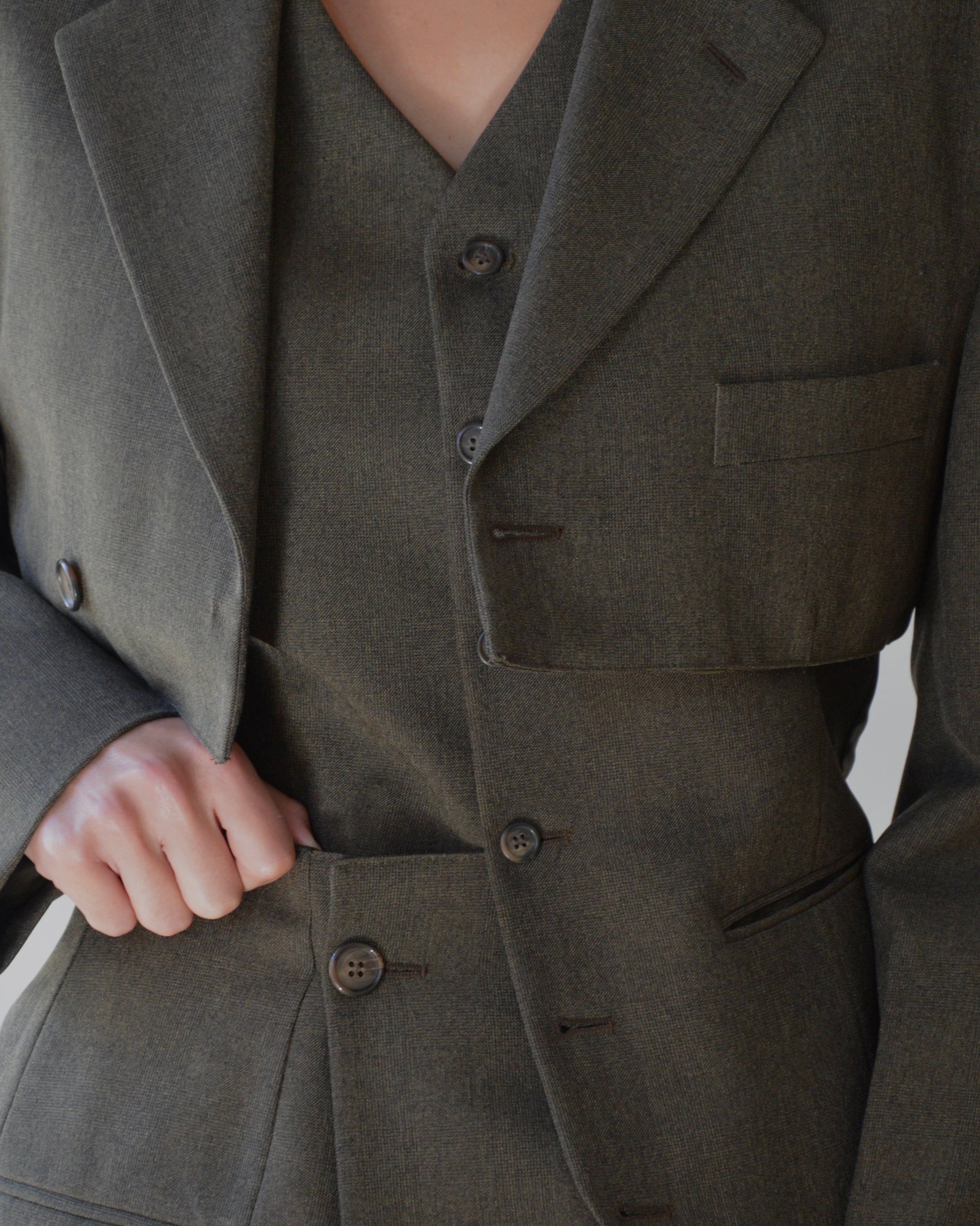 Vegan Blaset with vest - dark green (XS/S)